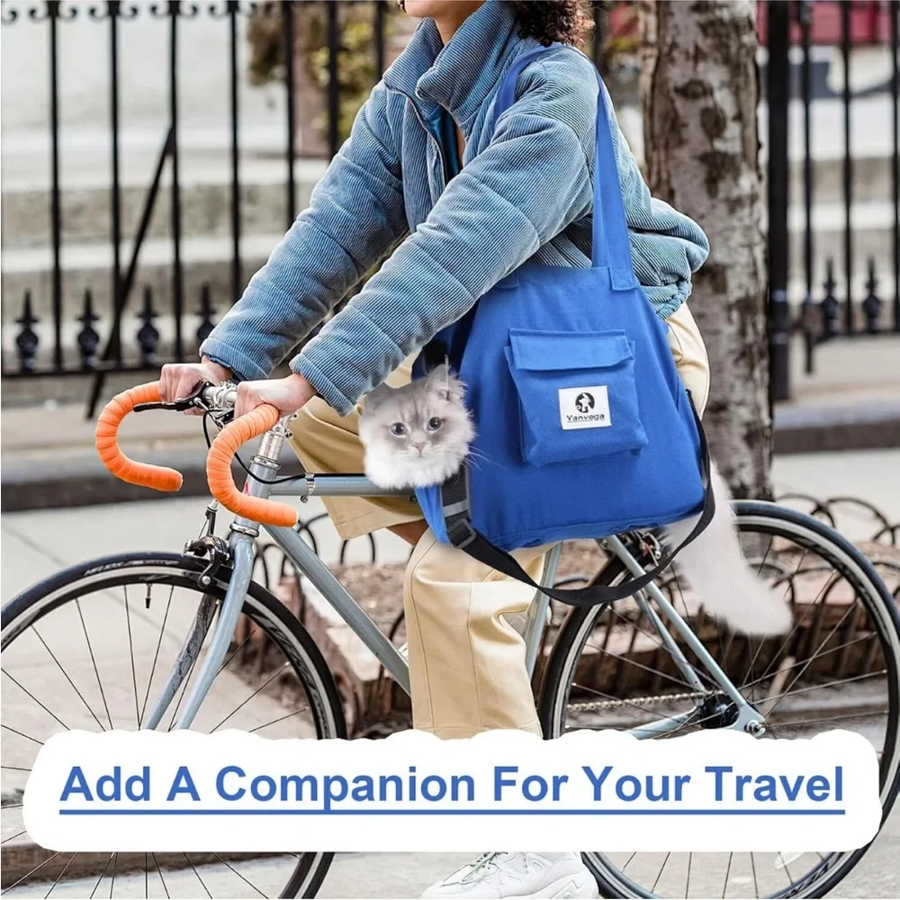 Pet Soft Travel Carrier Tote XL Bag 16-30 lbs Crossbody Strap Dog Cat Blue NEW